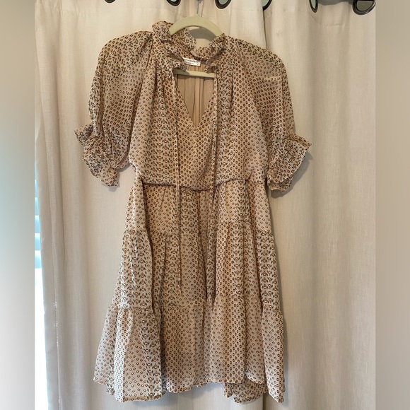 Shop Neighbor Brown Patterned Short Sleeve Sundress - Picture 1 of 2